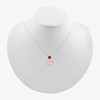 Madre Womens Lab Created Red Ruby 10K Rose Gold Sterling Silver Heart Pendant Necklace