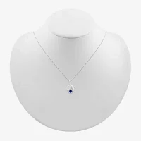 Dolphin Womens Diamond Accent Lab Created Sapphire Sterling Silver Pendant Necklace