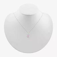 Dolphin Womens Diamond Accent Lab Created Pink Sapphire Sterling Silver 18 Inch Pendant Necklace