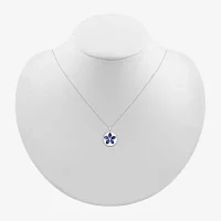 Womens Lab Created Blue Sapphire Sterling Silver Pendant Necklace