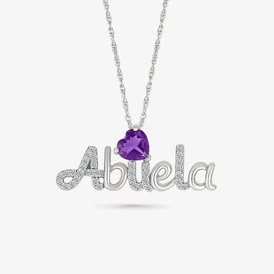 Abuela Womens Genuine Purple Amethyst Sterling Silver Heart Pendant Necklace