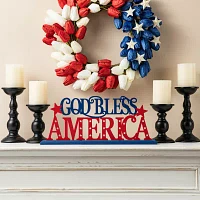 Glitzhome Wood God Bless  Sign Christmas Tabletop Decor