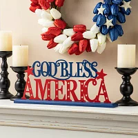 Glitzhome Wood God Bless  Sign Christmas Tabletop Decor