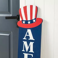 Glitzhome Wooden America Christmas Porch Sign