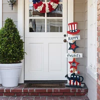 Glitzhome Wooden Top Hat Christmas Porch Sign