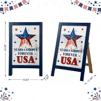 Glitzhome Americana Wooden Easel Christmas Porch Sign