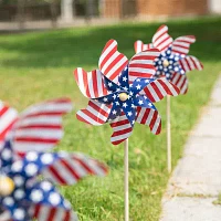 Glitzhome Stars And Stripes Windmills 4th of July Yard Art