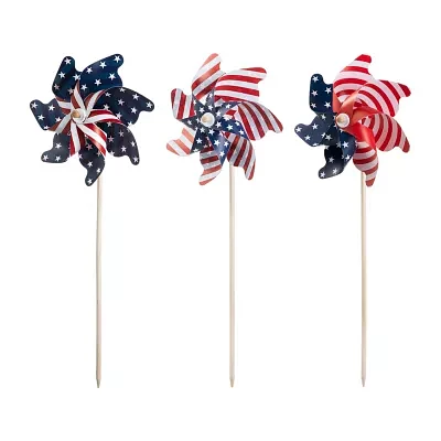 Glitzhome Flag Print Windmills 4th of July Yard Art