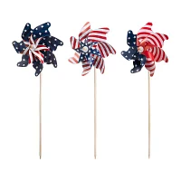 Glitzhome Flag Print Windmills 4th of July Yard Art