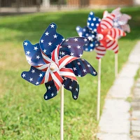 Glitzhome Flag Print Windmills 4th of July Yard Art