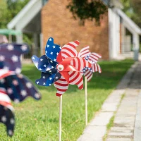 Glitzhome Flag Print Windmills 4th of July Yard Art
