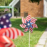 Glitzhome Flag Print Windmills 4th of July Yard Art