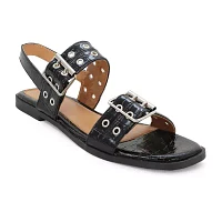 Yoki Womens Holly Slingback Strap Flat Sandals