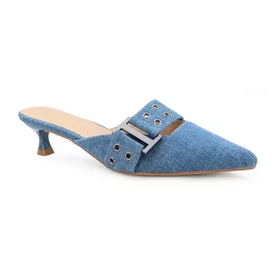 Yoki Womens Kitya Pointed Closed Toe Kitten Heel Pumps