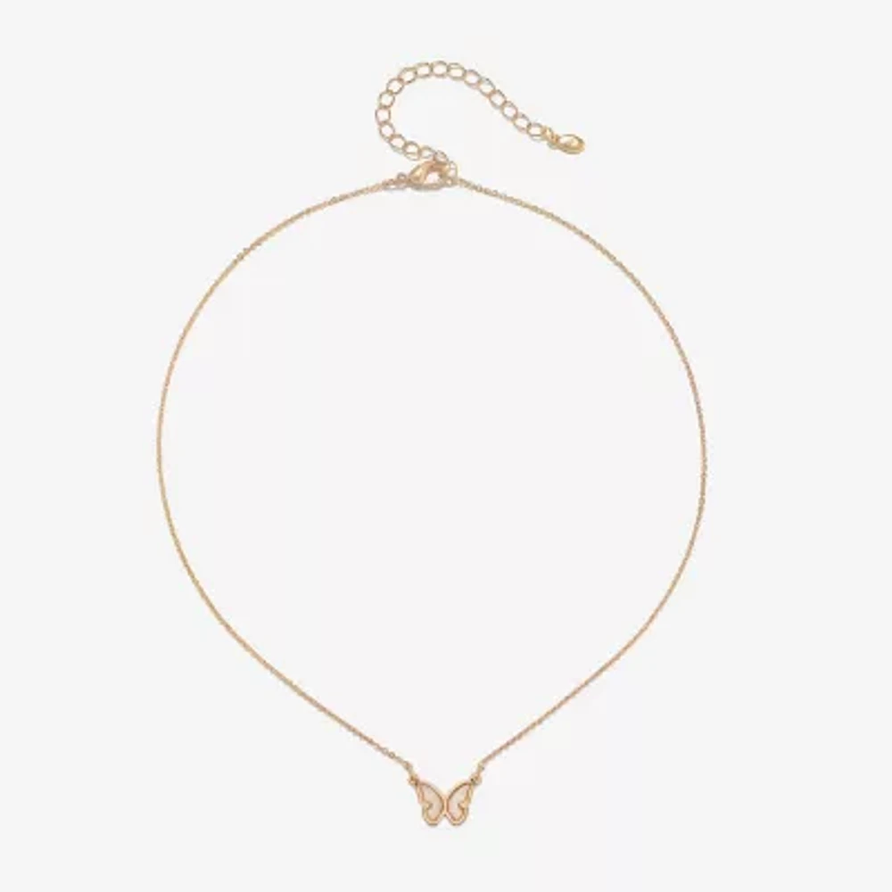 Bijoux Bar Delicates Delicates Gold Tone 16 Inch Link Butterfly Pendant Necklace