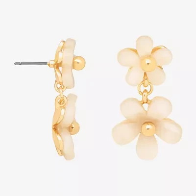 Bijoux Bar Delicates Gold Tone Simulated Pearl Flower Drop Earrings