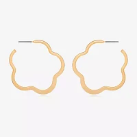 Bijoux Bar Delicates Gold Tone Simulated Pearl Flower Hoop Earrings