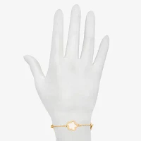 Bijoux Bar Delicates Gold Tone Simulated Pearl Link Flower Chain Bracelet