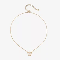 Bijoux Bar Delicates Gold Tone Womens Glass Simulated Pearl Flower Pendant Necklaces