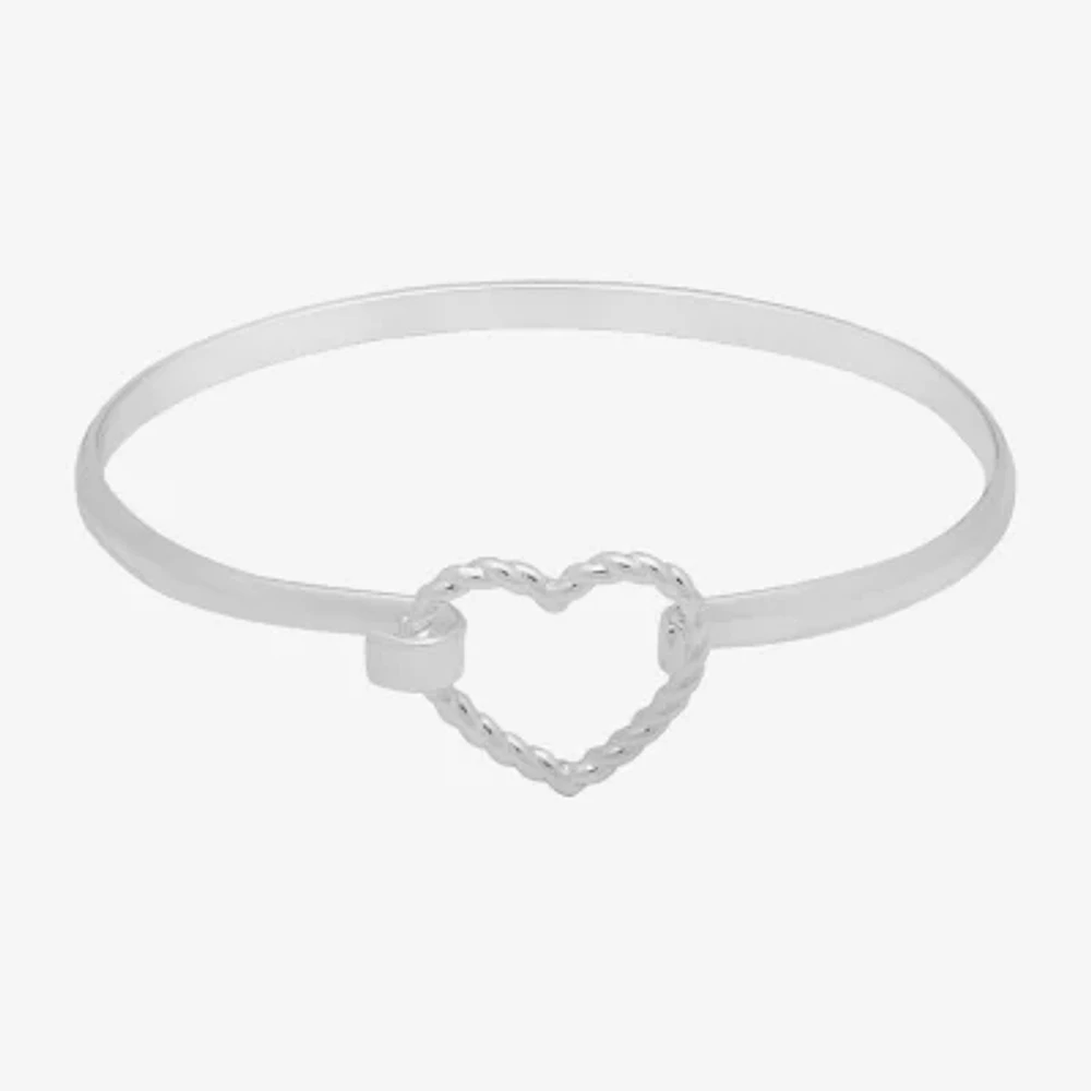 Bijoux Bar Delicates Silver Tone Heart Bangle Bracelet