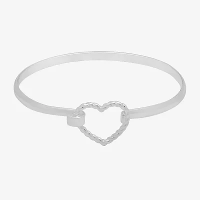 Bijoux Bar Delicates Silver Tone Heart Bangle Bracelet