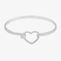 Bijoux Bar Delicates Silver Tone Heart Bangle Bracelet