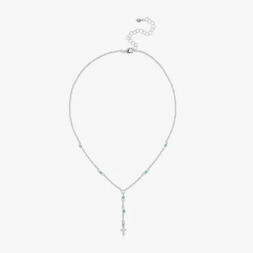 Bijoux Bar Delicates Silver Tone 16 Inch Link Cross Y Necklace