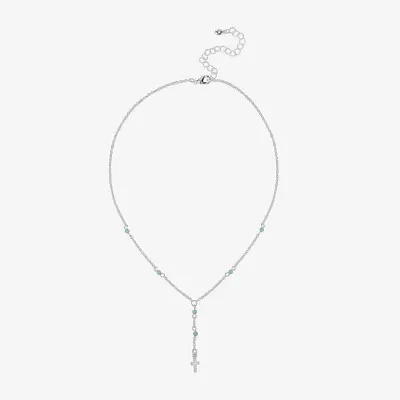 Bijoux Bar Delicates Silver Tone 16 Inch Link Cross Y Necklace