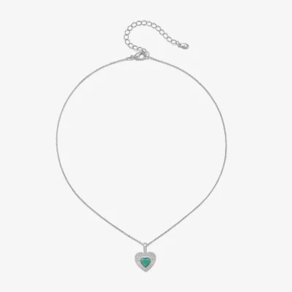 Bijoux Bar Silver Tone Womens Heart Pendant Necklaces