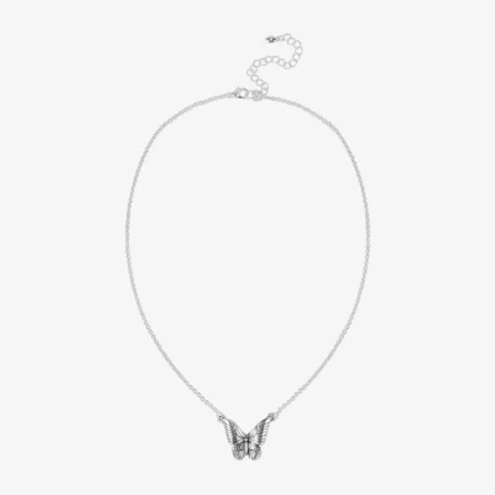 Bijoux Bar Delicates Silver Tone Womens Butterfly 16 Inch Pendant Necklace