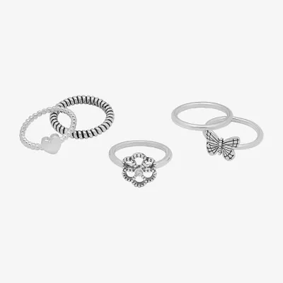 Bijoux Bar Delicates Silver Tone Womens Butterfly Ring Sets