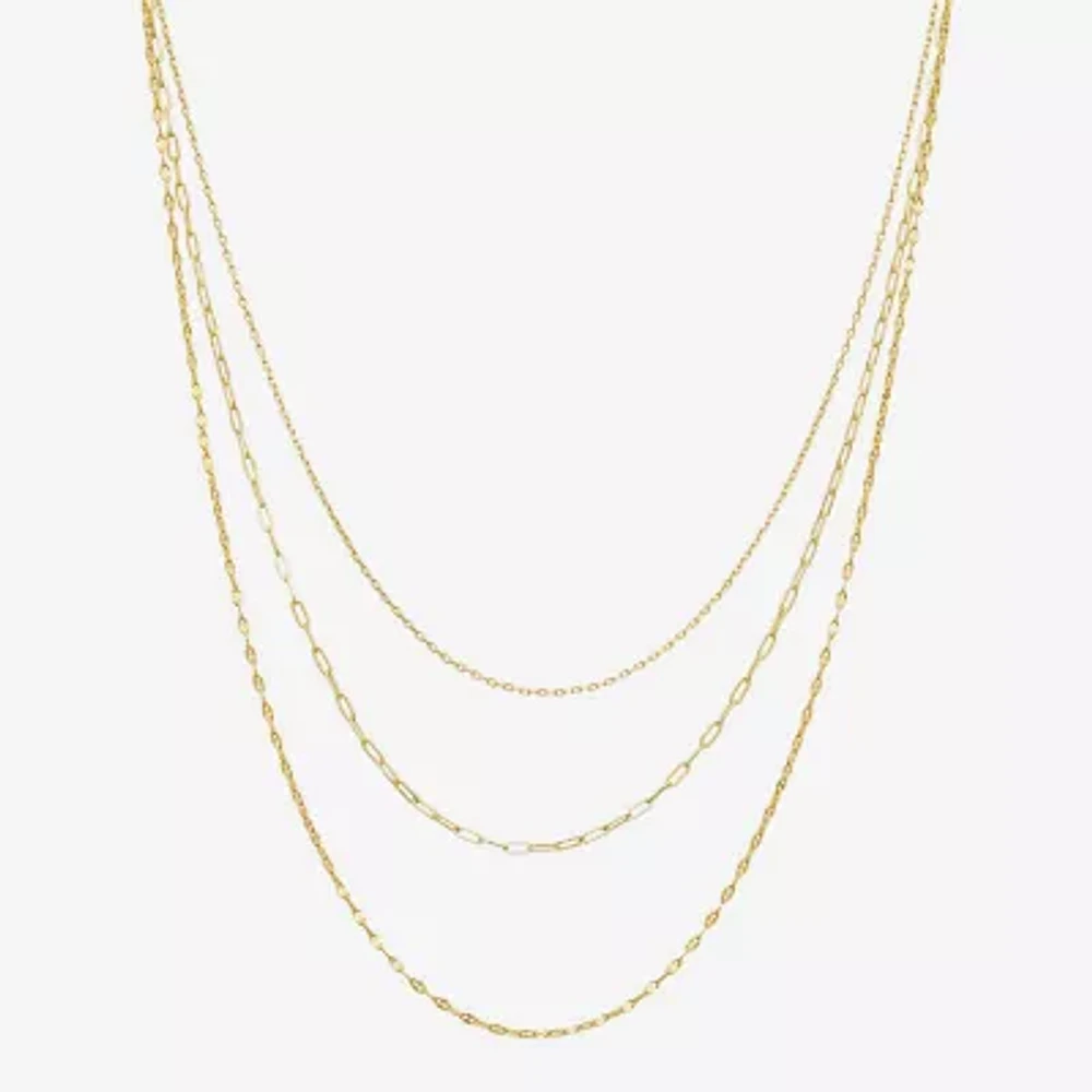 Silver Reflections 16/18/20 Inch 3-pc. 14K Gold Over Brass 20 Inch Link Necklace Set