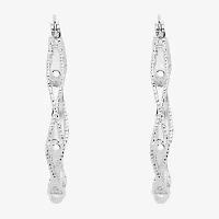 Silver Reflections Twisted Pure Silver Over Brass Hoop Earrings