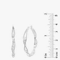 Silver Reflections Twisted Pure Silver Over Brass Hoop Earrings