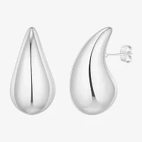 Silver Reflections Pure Silver Over Brass Hoop Earrings