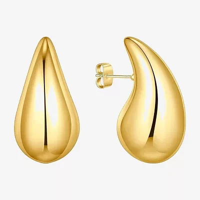 Silver Reflections Womens 14K Gold Over Brass 22.5mm Hoop Earrings