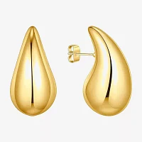 Silver Reflections Womens 14K Gold Over Brass 22.5mm Hoop Earrings
