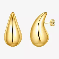 Silver Reflections Womens 14K Gold Over Brass 22.5mm Hoop Earrings