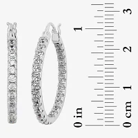 Silver Reflections Cubic Zirconia Pure Silver Over Brass Hoop Earrings