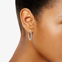 Silver Reflections Cubic Zirconia Pure Silver Over Brass Hoop Earrings