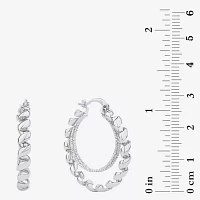 Silver Reflections Double Pure Silver Over Brass Hoop Earrings