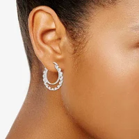 Silver Reflections Double Pure Silver Over Brass Hoop Earrings