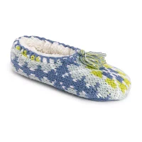 Muk Luks Tassel Knit Ballerina Womens 1 Pair Slipper Socks