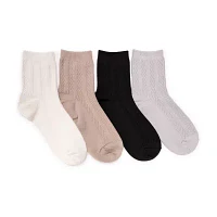 Muk Luks Microfiber 4 Pair Crew Socks Womens