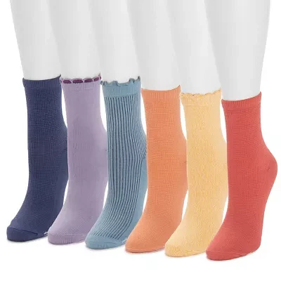 Muk Luks 6 Pair Crew Socks Womens