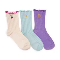 Muk Luks Embroidered 3 Pair Crew Socks Womens