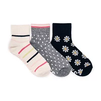 Muk Luks Compression 3 Pair Quarter Ankle Socks Womens