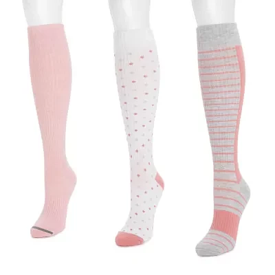 Muk Luks Compression 3 Pair Knee High Socks Womens