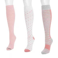 Muk Luks Compression 3 Pair Knee High Socks Womens