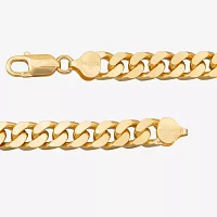 Made in Italy 24K Gold Over Silver 8 1/2 Inch Solid Curb Chain Bracelet